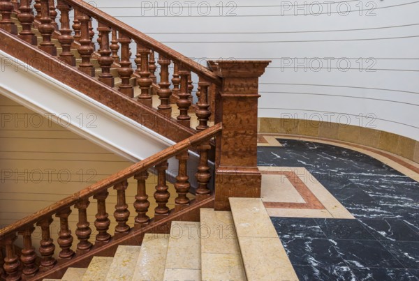 Restored staircase, interior design in the Museum of Communication on Leipziger Straße in Berlin Mitte, Classicism, Berlin, Germany