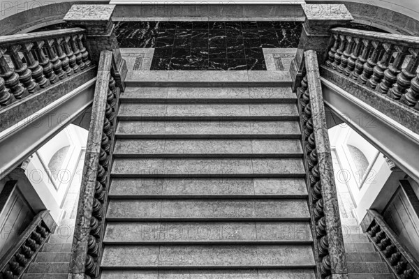 Black and white photography, interior design at the Museum of Communication on Leipziger Straße in Berlin Mitte, Classicism, Berlin, Germany