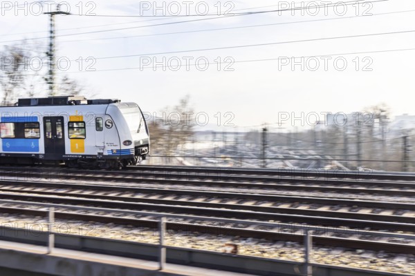 S-Bahn in the Stuttgart region is on the open route. Stuttgart, Baden-Württemberg, Germany