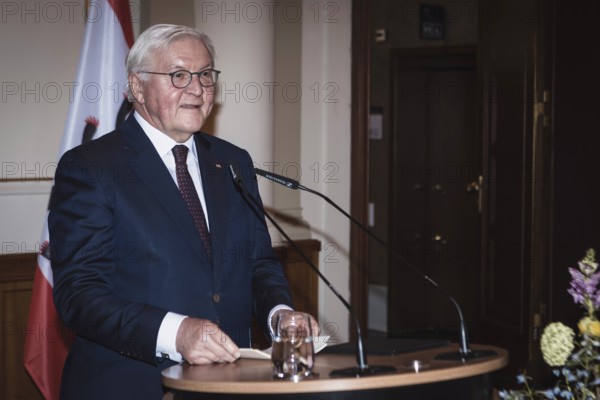 Frank-Walter Steinmeier, Federal President, gives a speech in front of a dinner in honor of the Honorary Citizen of Berlin, Federal President Frank-Walter Steinmeier, given by Kai Wegner, Governing Mayor of Berlin, at Berlin's Red Town Hall on 28.01.2026