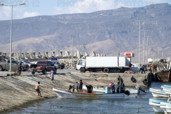 Fishing boats in Mirbat harbour, Oman