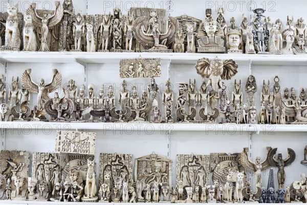 Alabaster sculptures and figurines in a shop, Luxor, Egypt