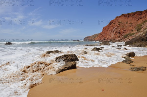 Beach and rocky coast, Carrapateira, Parque Natural do Sudoeste Alentejano e Costa Vicentina, Algarve, Portugal