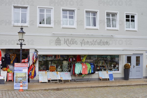 Hotel Klein Amsterdam with shop, 'Little Amsterdam of the North' Friedrichstadt, North Frisia, Schleswig-Holstein, Germany