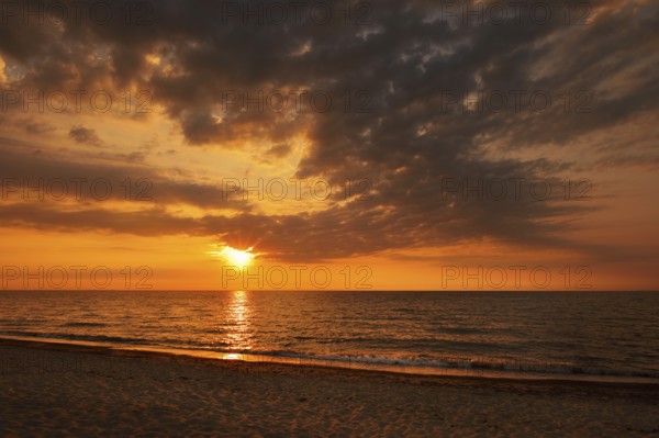 Beach at sunrise, Baltic Sea, Ostholstein, Germany