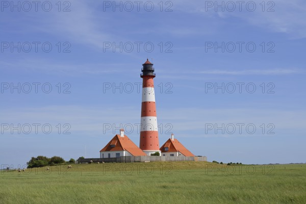 Westerheversand lighthouse, Westerhever, Eiderstedt Peninsula, North Frisia, Schleswig-Holstein, Germany