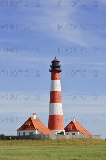 Westerheversand lighthouse, Westerhever, Eiderstedt Peninsula, North Frisia, Schleswig-Holstein, Germany