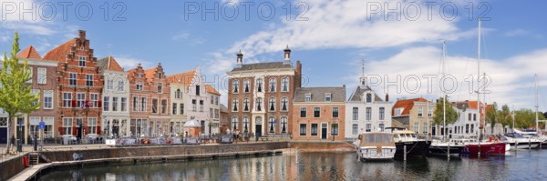 Houses at the city harbor, Goes, Zuid-Beveland, Zeeland, Netherlands