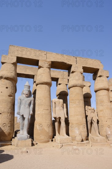Colonnade and statues, Luxor Temple, Luxor, Egypt