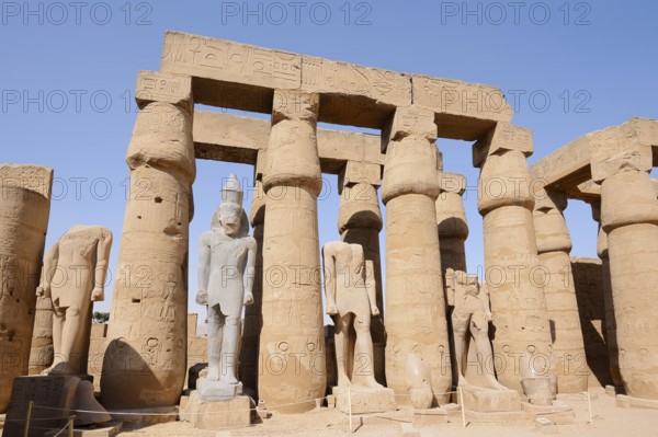 Colonnade and statues, Luxor Temple, Luxor, Egypt