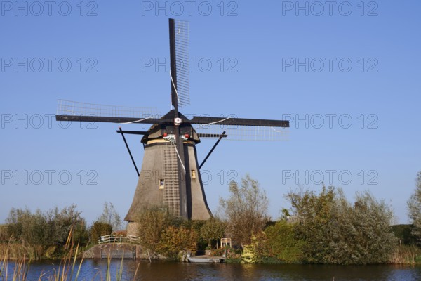 Historic windmill, UNESCO World Heritage Site, Kinderdijk, South Holland, Netherlands