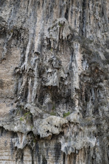 Natif waterfall, limestone deposits, Oman
