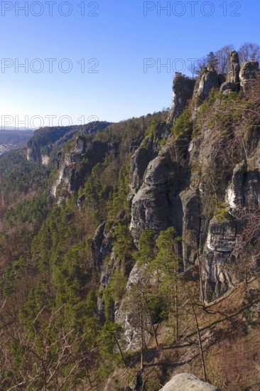 Elbe Sandstone Mountains, bastion area, winter, Saxony, Germany
