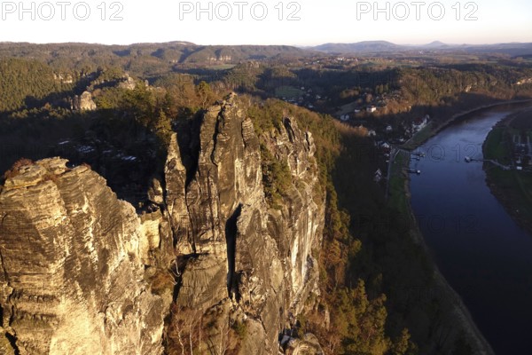Elbe Sandstone Mountains, bastion area, winter, Saxony, Germany