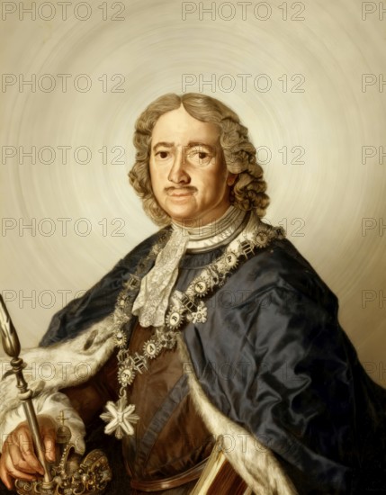 Portrait of Peter the Great, Peter I or Pyotr Alexeyevich Romanov, 1672-1725, Emperor of the Russian Empire, digitally optimized