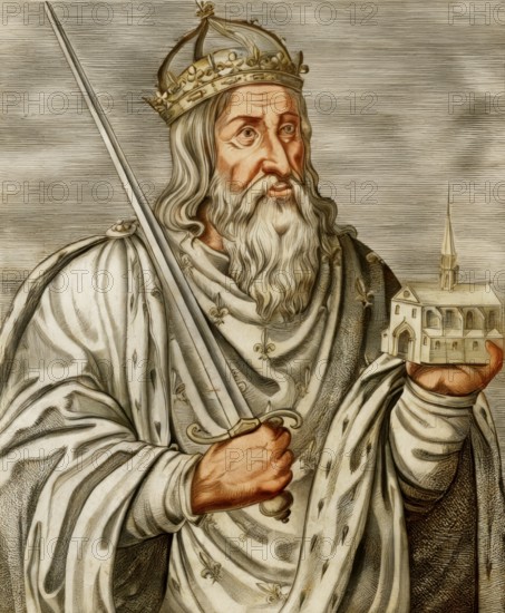 Clovis, Chlodovechus, Chlodwig I, Chlodowech, 466-511, King of the Franks of the Merovingian dynasty, digitally edited