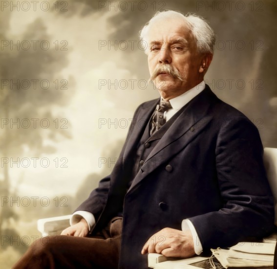 Portrait of Gabriel Urbain Fauré, 1845 – 1924, French composer, digitally edited according to a photograph by Nadar, 1905