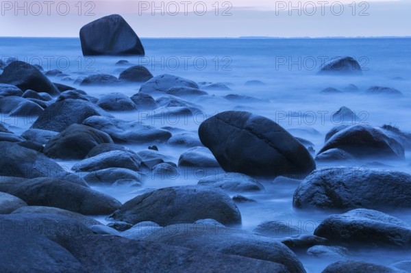 Evening on the chalk coast in Jasmund National Park, FelSs, Baltic Sea, Rügen, Lohme, Mecklenburg-Western Pomerania, Germany