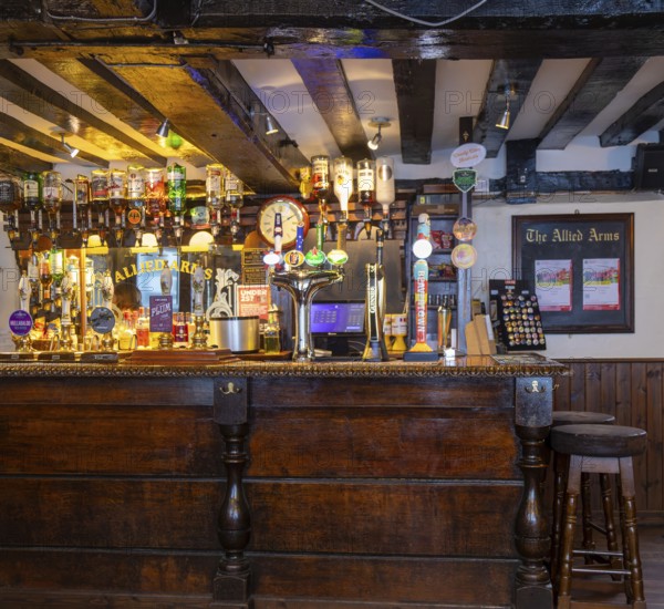 Inside the Allied Arms historic public house, Reading, Berkshire, England, UK