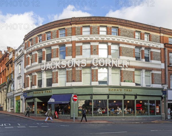 Rosa's Thai restaurant, historic heritage building Jackons Corner, Kings Road, Reading, Berkshire, England, UK