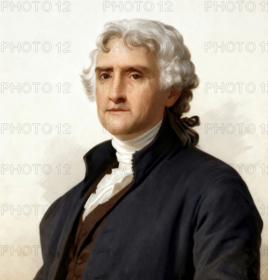 Portrait of Thomas Jefferson, 1743 - 1826, third president of the United States and principal author of the Declaration of Independence, digitally optimized
