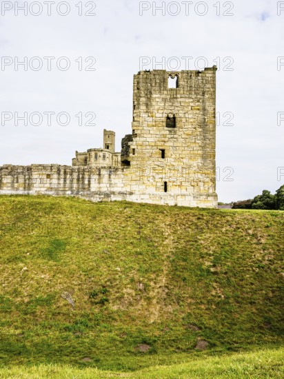 Ruins of Warkworth Castle, River Coquet, Warkworth, Northumberland, England, UK