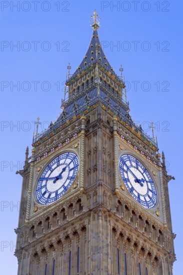 1859 Elizabeth Tower, Big Ben in Perpendicular Gothic style, Great Bell of the Great Clock of the Palace of Westminster in London, England, UK