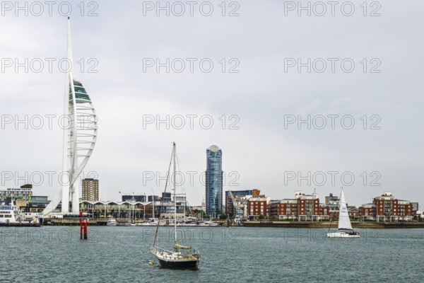 Portsmouth Harbour over Spinnaker Tower, Portsmouth, Gosport, England, United Kingdom