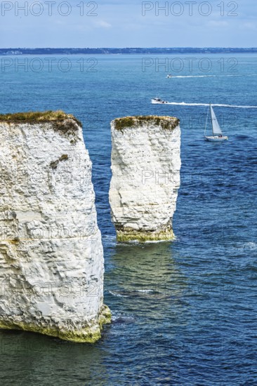 White Cliffs of Old Harry Rocks Jurassic Coast, Handfast Point, Dorset, UK