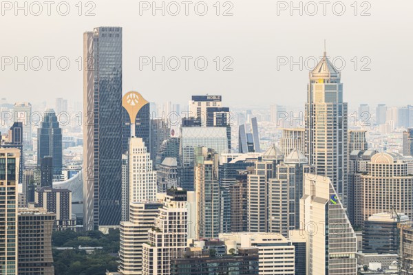 Over the rooftops of Bangkok, view from the Moon Bar on the roof terrace of the Banyan Tree Hotel, Sathon, Bangkok, Thailand's metropolis, Thailand