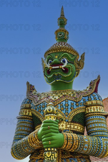 Mystical figure Yaksha as temple guard, Wat Arun Buddhist temple, Bangkok, Thailand's metropolis, Thailand