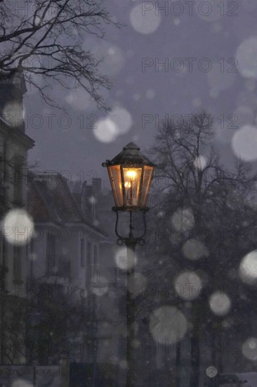 Street light in winter, snow, Germany