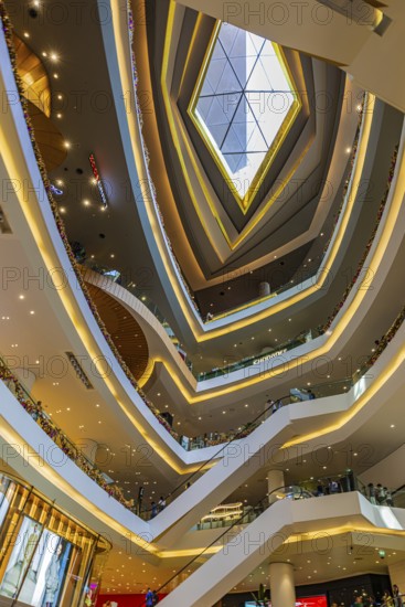 Skylight and various floors connected by escalators in Iconsiam Shopping Center, Bangkok, Thailand's metropolis, Thailand