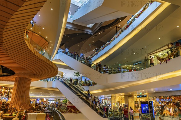 Different floors connected by escalators in Iconsiam Shopping Center, Bangkok, Thailand's metropolis, Thailand