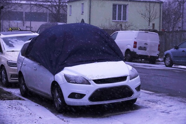 Car with snow, winter, Germany