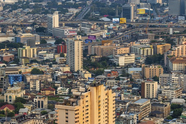 Over the rooftops of Bangkok, view from the Moon Bar on the roof terrace of the Banyan Tree Hotel, Sathon, Bangkok, Thailand's metropolis, Thailand