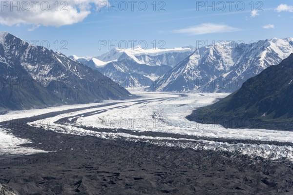 View of impressive mountain landscape with Matanuska glacier and glaciated mountain peaks, Lion's Head, Chugach Mountains, Alaska, USA