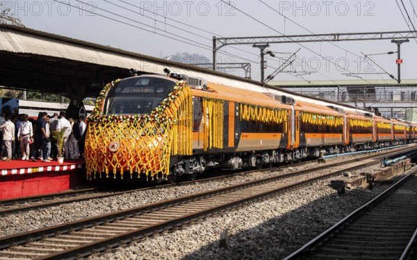 The country's first Vande Bharat sleeper train operating between Guwahati (Kamakhya) and Howrah stands ahead of its virtual flag-off by Prime Minister Narendra Modi, in Guwahati, India, on January 17, 2026