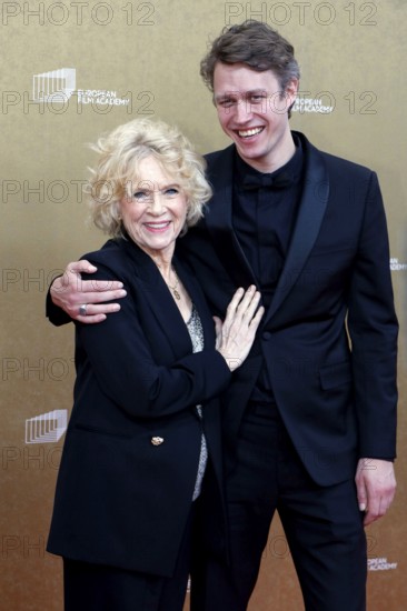 Liv Ullmann and her grandson director Halfdan Ullmann Tøndel arriving at the European Film Awards at the House of World Cultures in Berlin on 17.01.2026