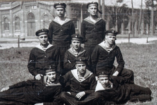 Historical photo of sailors in uniforms in Karosta, Liepaja, Liepaja, Karosta, Latvia