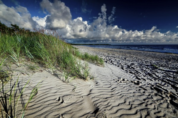 Natural beach with dynamic sky in Vitrupe, Vitrupe, Latvia