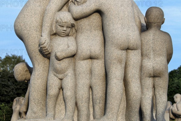 Group of granite figures with children and adults depicting a close community, Oslo, Norway