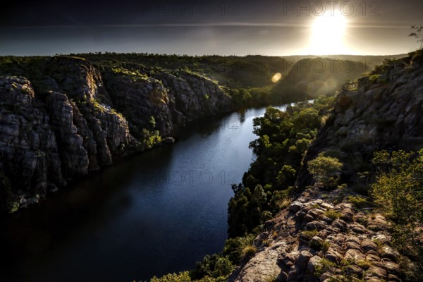 Dramatic view of the gorge at sunset from Baruwai Lookout, Nitmiluk National Park, Northern Territory, Australia
