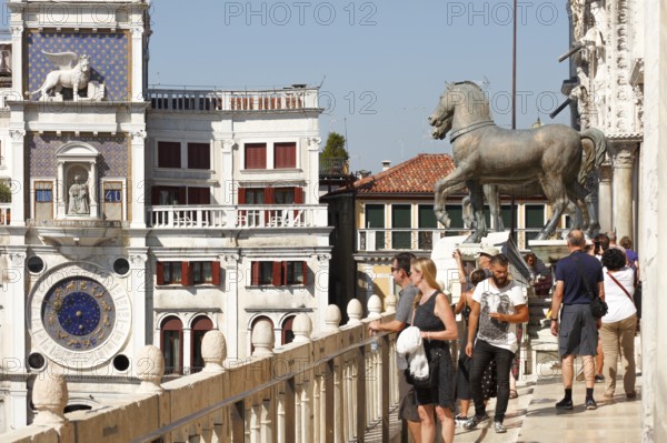 Loggia dei Cavalli with the bronze horses (copy), San Marco Basilica, St Mark's Square, San Marco, Venice, Veneto, Italy