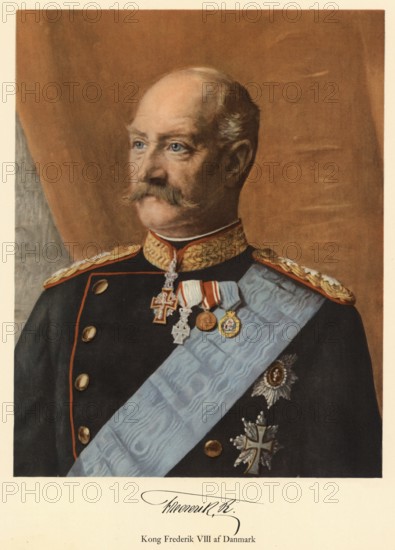 Frederick VIII, Christian Friedrich Wilhelm Karl of Schleswig-Holstein-Sonderburg-Glücksburg, Frederik, (born 3 June 1843, died 14 May 1912 in Hamburg) was King of Denmark from 1906 until his death, authentic, digitally restored reproduction from a 19th century original, exact date of depiction unknown, Historical