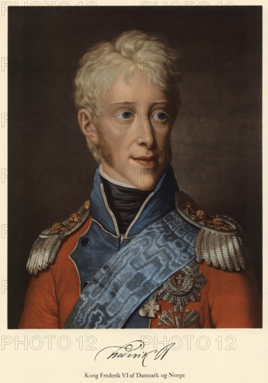 Frederick VI, Frederik, was King of Denmark from 1808 to 1839 and King of Norway from 1808 to 1814, authentic, digitally restored reproduction from a 19th century model, exact date of presentation unknown, historical