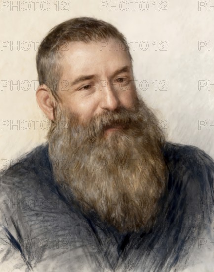 Portrait of Claude Monet, 1840 – 1926, French painter and founder of Impressionism, digitally optimized based on an illustration by Renoir, 1906, subsequently colored