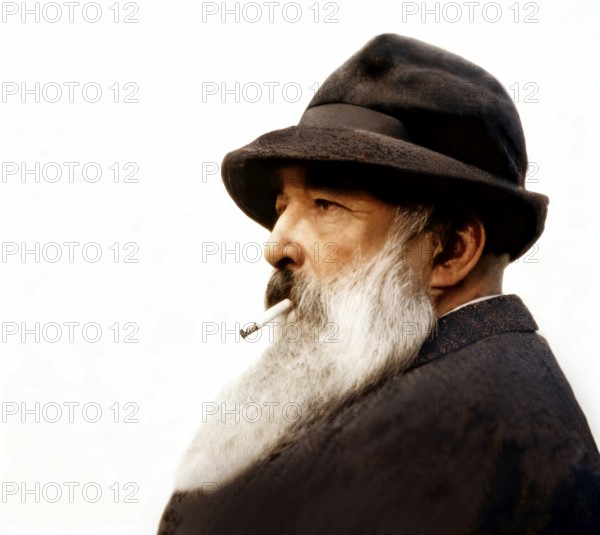 Claude Monet, 1840 – 1926, French painter and founder of Impressionism, digitally optimized based on a photograph by Henri Manuel, 1920, subsequently colored
