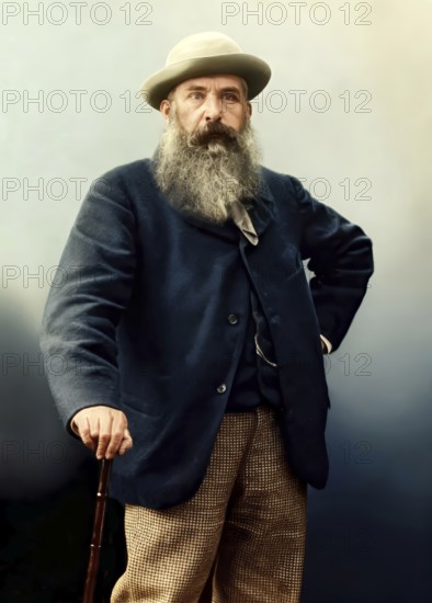 Claude Monet, 1840 – 1926, French painter and founder of Impressionism, digitally optimized based on a photograph by Étienne Carja, 1885, subsequently colored