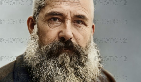 Claude Monet, 1840 – 1926, French painter and founder of Impressionism, digitally optimized based on a photograph by Étienne Carja, 1885, subsequently colored